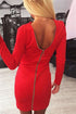 Red Long Sleeve Zip Open Back Bodycon Dress