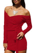 Red Off Shoulder Bodycon Club Dress with Self-tie