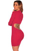 Red Ribbed Knit Cut out Back Bodycon Dress