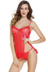 Red Sexy Night Lace Cup Babydoll with Slit