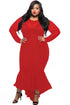Red Sheer Mesh Splice Curvy Mermaid Dress