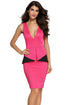 Rose Black Deep V Neck Peplum Dress