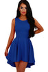 Royal Blue Pleated Hi-low Hem Sleeveless Skater Dress