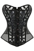 Sexy 12 Steel Bones Vintage Black Mesh Overbust Corset with Tong