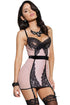Sexy 3pcs Blush Lace Trim Bustier