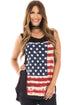 Sexy American Flag Print Black Relaxed Tank Top