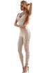 Sexy Apricot Lace Up Side Sleeveless Bandage Jumpsuit