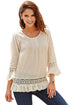 Sexy Apricot Sexy Sheer Gauze Blouse with Lace and Ruffles