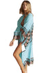 Sexy Aqua Mandala Long Beach Kimono