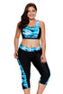 Sexy Aquatic Print Accent Crop Top&Capris Swimsuit
