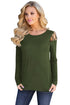 Sexy Army Green Crisscross Cold Shoulder Long Sleeve Shirt