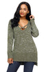Sexy Army Green Deep V Neck Crisscross Knit Sweater