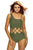 Sexy Army Green Lace Up Cutout Asymmetric Shoulder Monokini