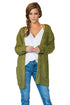 Sexy Army Green Long Open Front Pocket Cardigan