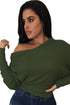 Sexy Army Green Off Shoulder Lightweight Chunky Sweater