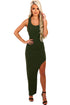 Sexy Army Green Strappy Side Split Maxi Dress