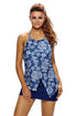 Sexy Asymmetric Split Front Halter Tankini Swim Top