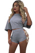 Sexy Beautiful Tie Up Detail Grey Short Set