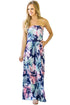 Sexy Big Summer Flower Strapless Maxi Dress with Pockets