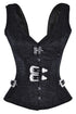 Sexy Black 12 Steel Bone Brocade Vested Corset