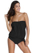 Sexy Black 2pcs Bandeau Tankini Swimsuit