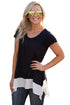 Sexy Black Asymmetric Chiffon Hem T-shirt Top