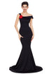 Sexy Black Asymmetric Shoulder Design Mermaid Gown