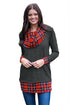 Sexy Black Autumn Wind Plaid Cowl Neck Tunic