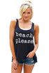 Sexy Black Beach Please Tank Top