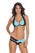 Sexy Black Blue Color Block Push up Swimwear