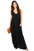Sexy Black Boho Pocketed Maxi Dress
