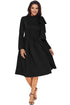 Sexy Black Bowknot Embellished Mock Neck Pocket Dress