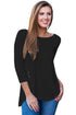 Sexy Black Button Slit Detail Long Sleeve Blouse