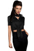 Sexy Black Button Up Side Slit Short Sleeve Shirt