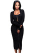 Sexy Black Button up Ribbed Midi Cardigan Dress