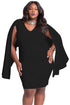 Sexy Black Cape Plus Size Dress