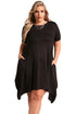 Sexy Black Casual Pocket Style Plus Size Jersey Dress