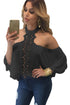 Sexy Black Chocker Neck Bare Shoulders Flare Crop Top