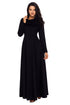 Sexy Black Cow Neck Long Sleeve Maxi Dress