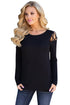 Sexy Black Crisscross Cold Shoulder Long Sleeve Shirt