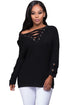 Sexy Black Crisscross Knitted Long Sweater