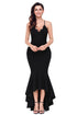 Sexy Black Crisscross Spaghetti Straps Hi-low Mermaid Dress