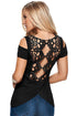 Sexy Black Crochet Back Cold Shoulder Top