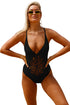 Sexy Black Crochet Front Detail One Piece Bathing Suit
