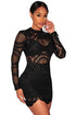 Sexy Black Crochet Lace High Neck Mini Dress