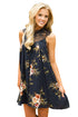 Sexy Black Crochet Lace Neck Floral Dress