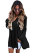 Sexy Black Crochet Lace Trim Relaxed Long Sleeve Tunic
