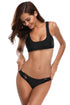 Sexy Black Crop Top Bikini Crisscross Detail 2pcs Swimsuit