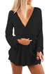 Sexy Black Cross V Neck Lace Wrist Cuff Romper