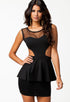 Sexy Black Cut out Mesh Peplum Dress